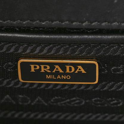 Prada Saffiano Soft Calfskin Metal Triangle Logo Envelope Chain Shoulder Bag Black 6 of 8