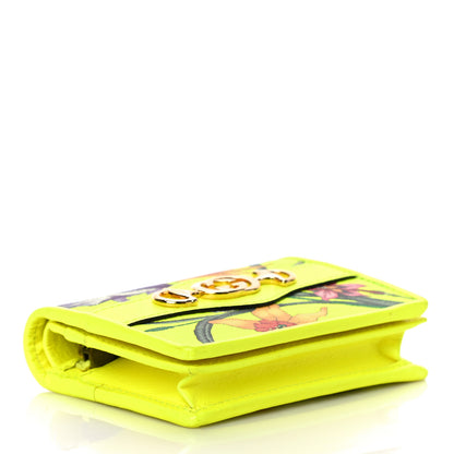 Gucci Calfskin Flora Print Zumi Card Case Wallet Yellow Fluo 4 of 10