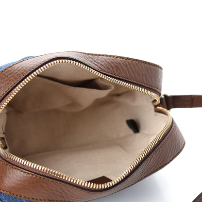Gucci Denim Pebbled Calfskin Small Soho Disco Bag Blue Brown 5 of 10
