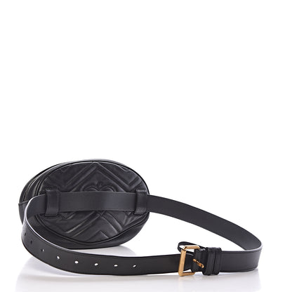 Gucci Calfskin Matelasse GG Marmont Belt Bag 85 34 Black 3 of 11