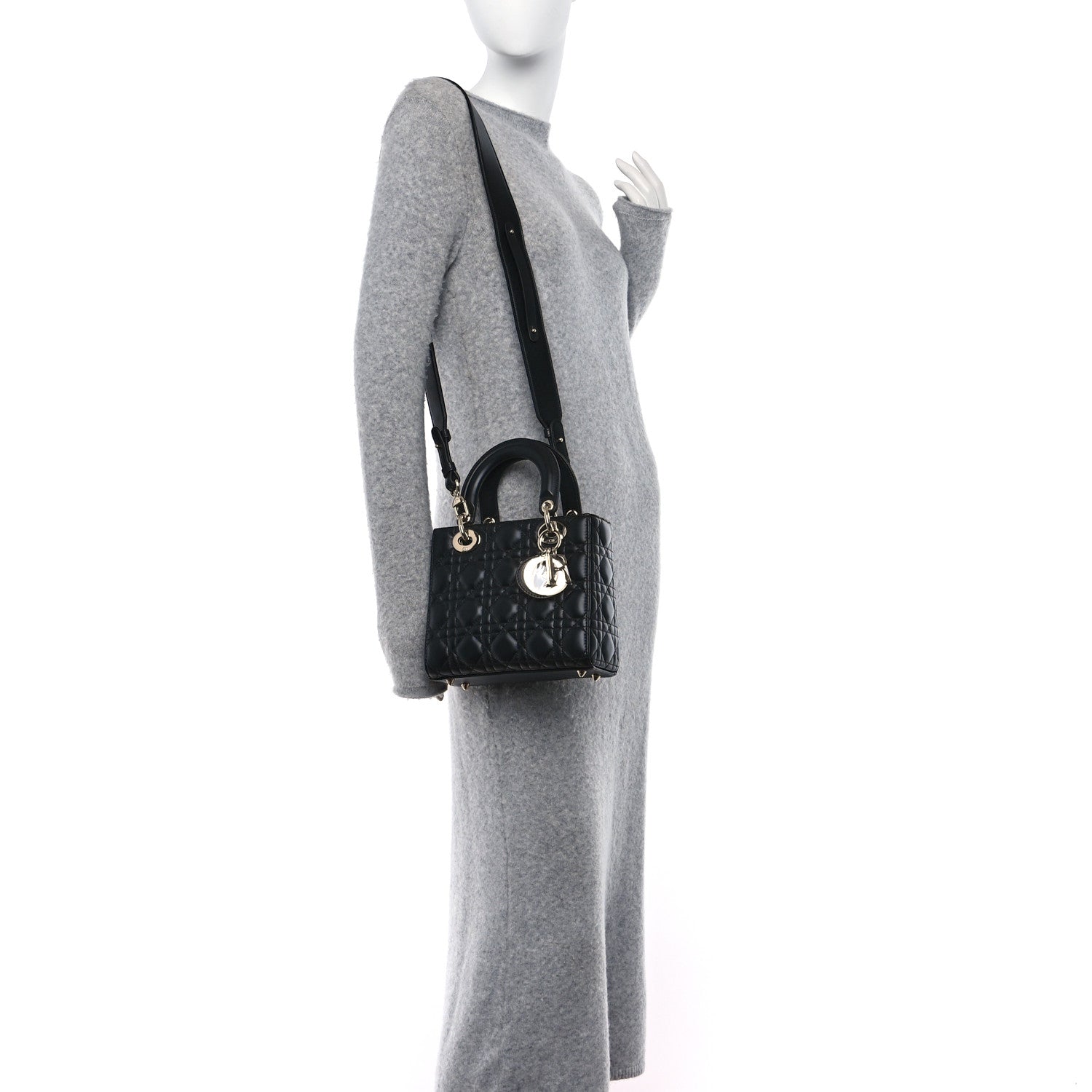 Christian Dior Lambskin Cannage Small My ABCDior Lady Dior Black 2 of 11
