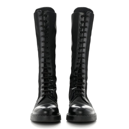Prada Re-Nylon Spazzolato Rois Metal Triangle Logo Tall 50mm Combat Boots 40.5 Black 2 of 8