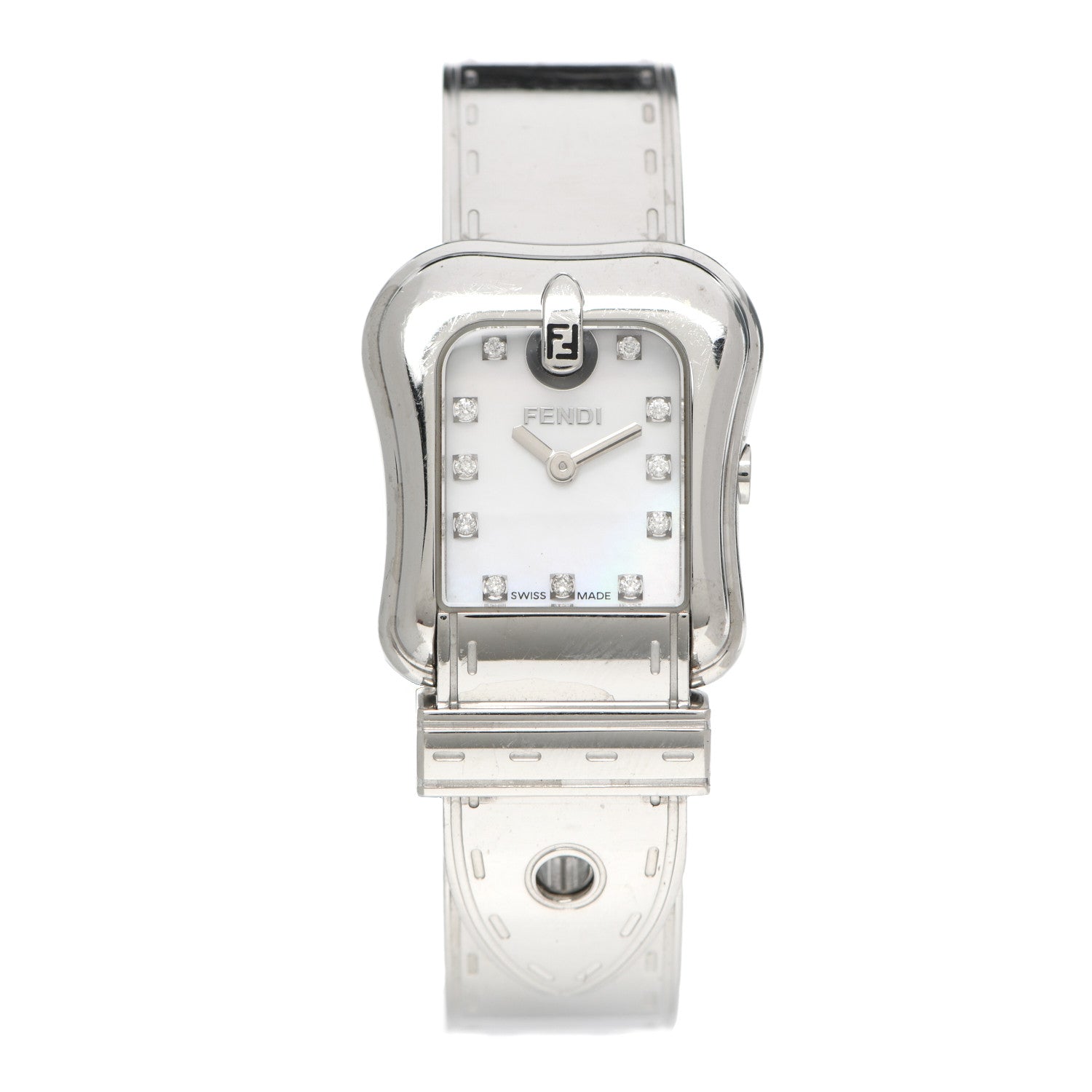 Fendi Stainless Steel Diamond Mother of Pearl 23mm Orologi Quartz Watch 1 of 4