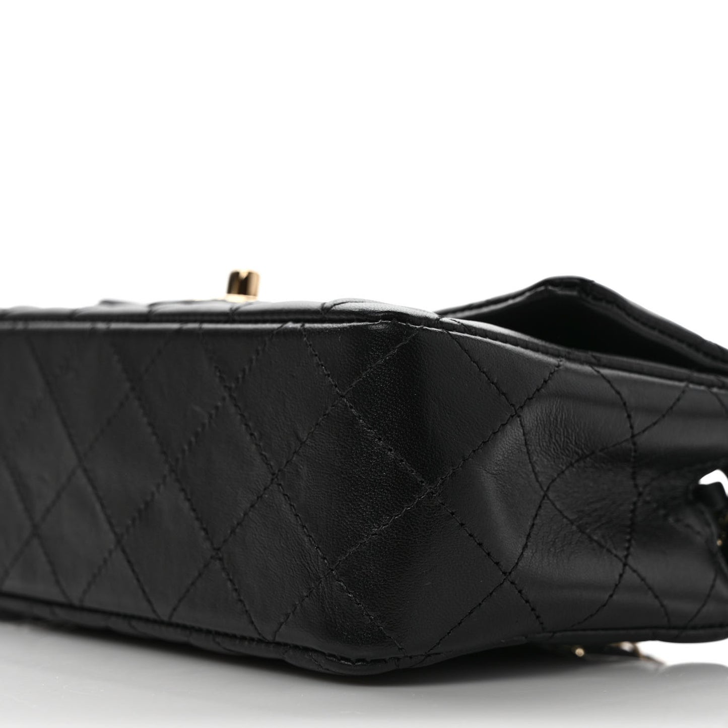 Lambskin Quilted Mini Rectangular Flap Black
