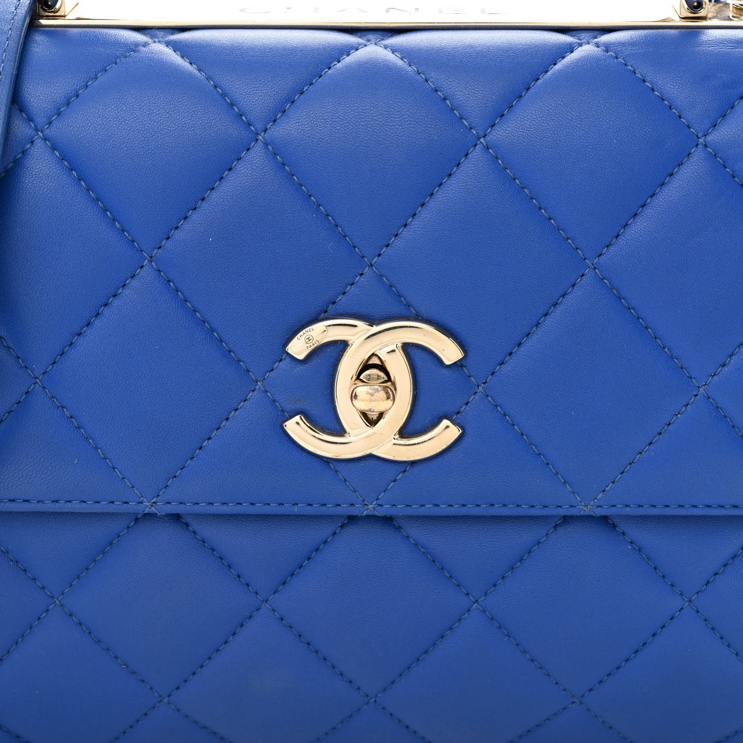 Lambskin Quilted Small Trendy CC Flap Dual Handle Bag Blue
