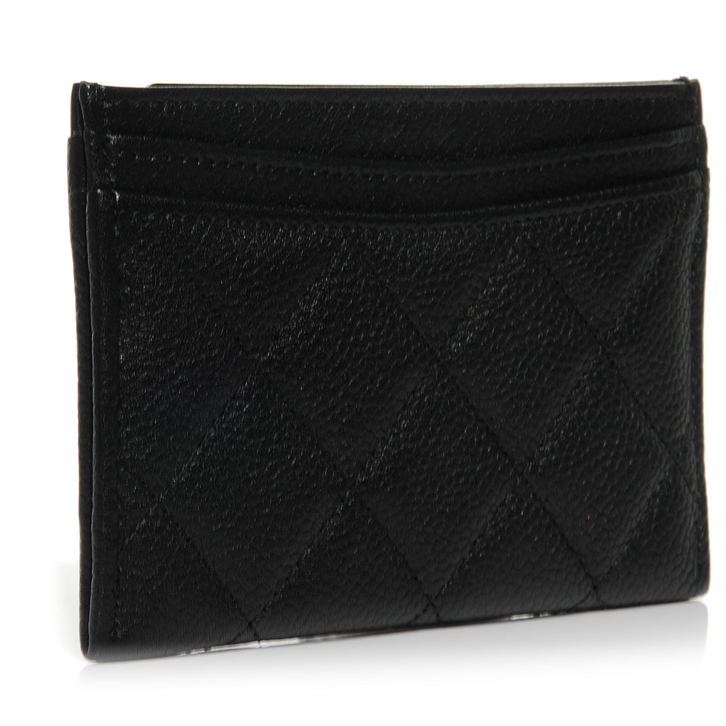 Caviar Quilted Card Holder Black