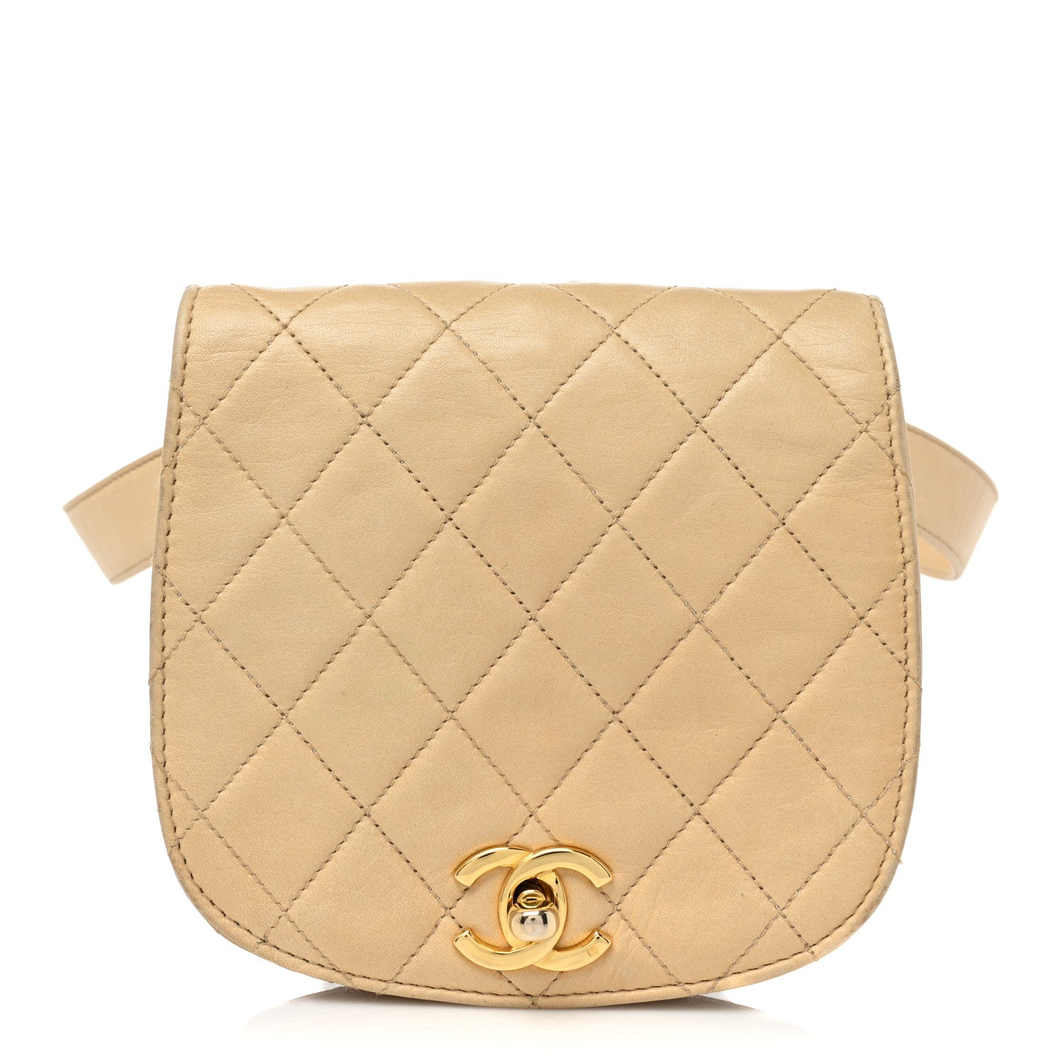 Chanel Lambskin Quilted Flap Waist Belt Bag 75 30 Beige 1 of 24