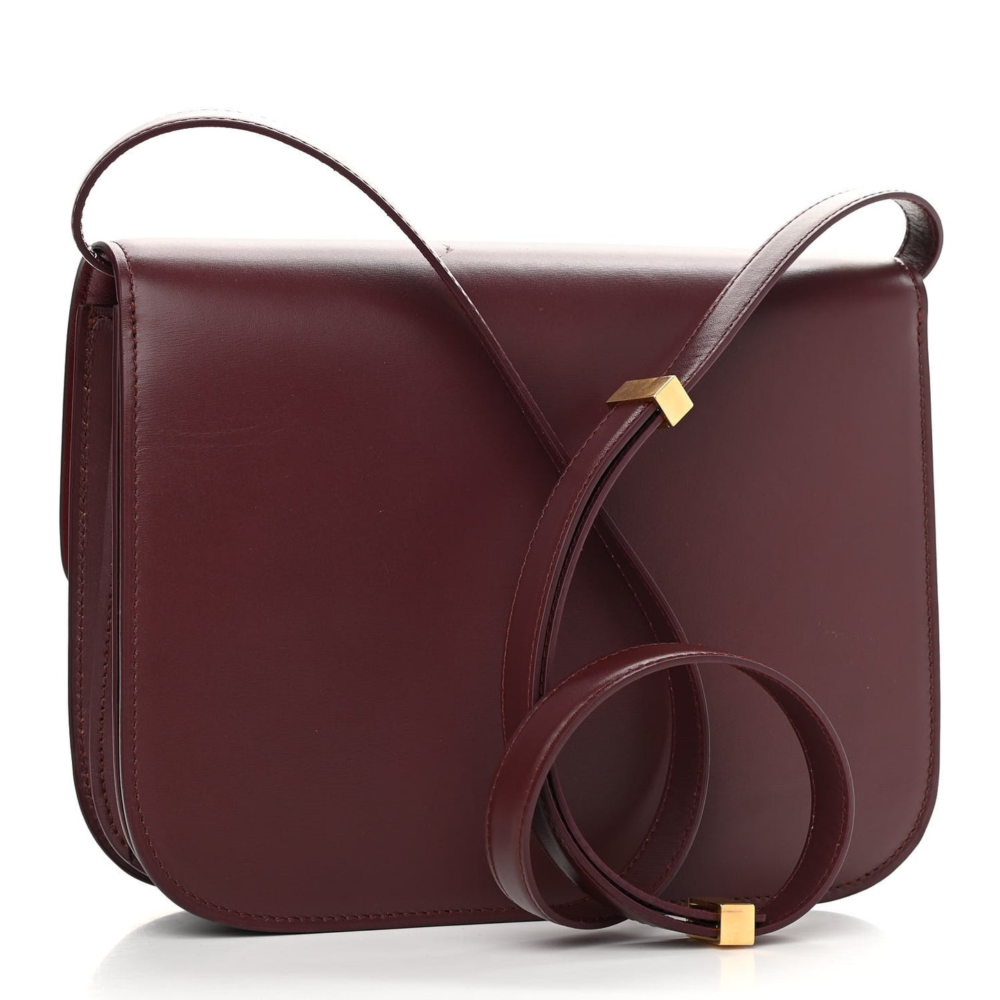 Box Calfskin Medium Classic Box Flap Bag Burgundy