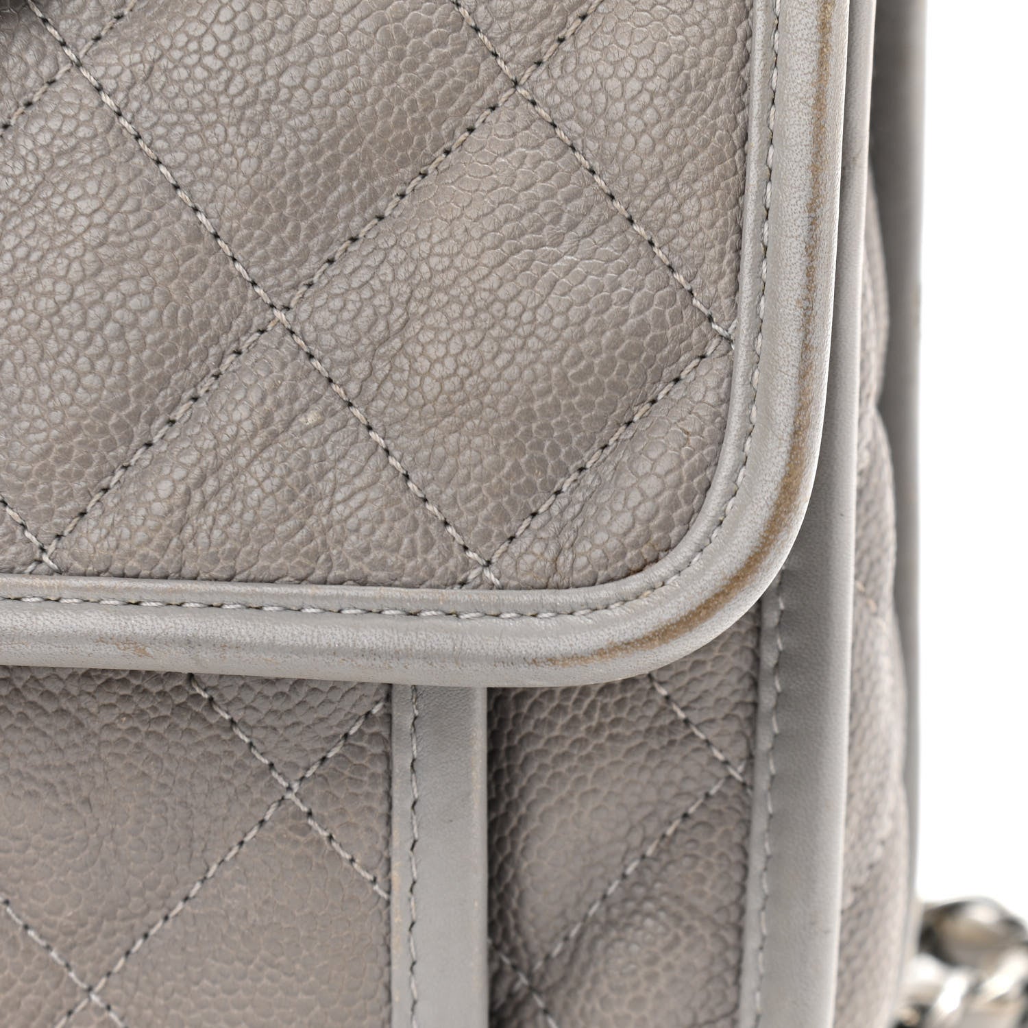 Chanel Caviar Quilted Medium French Riviera Flap Light Grey 14 of 19