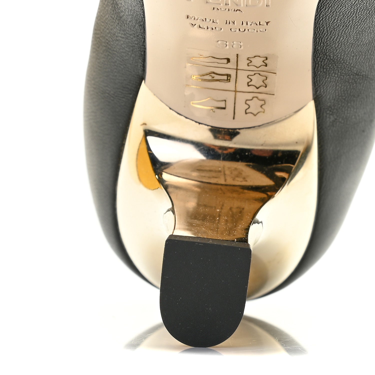 Fendi Nappa Colibri 85mm Pumps 38 Black Beige 7 of 12