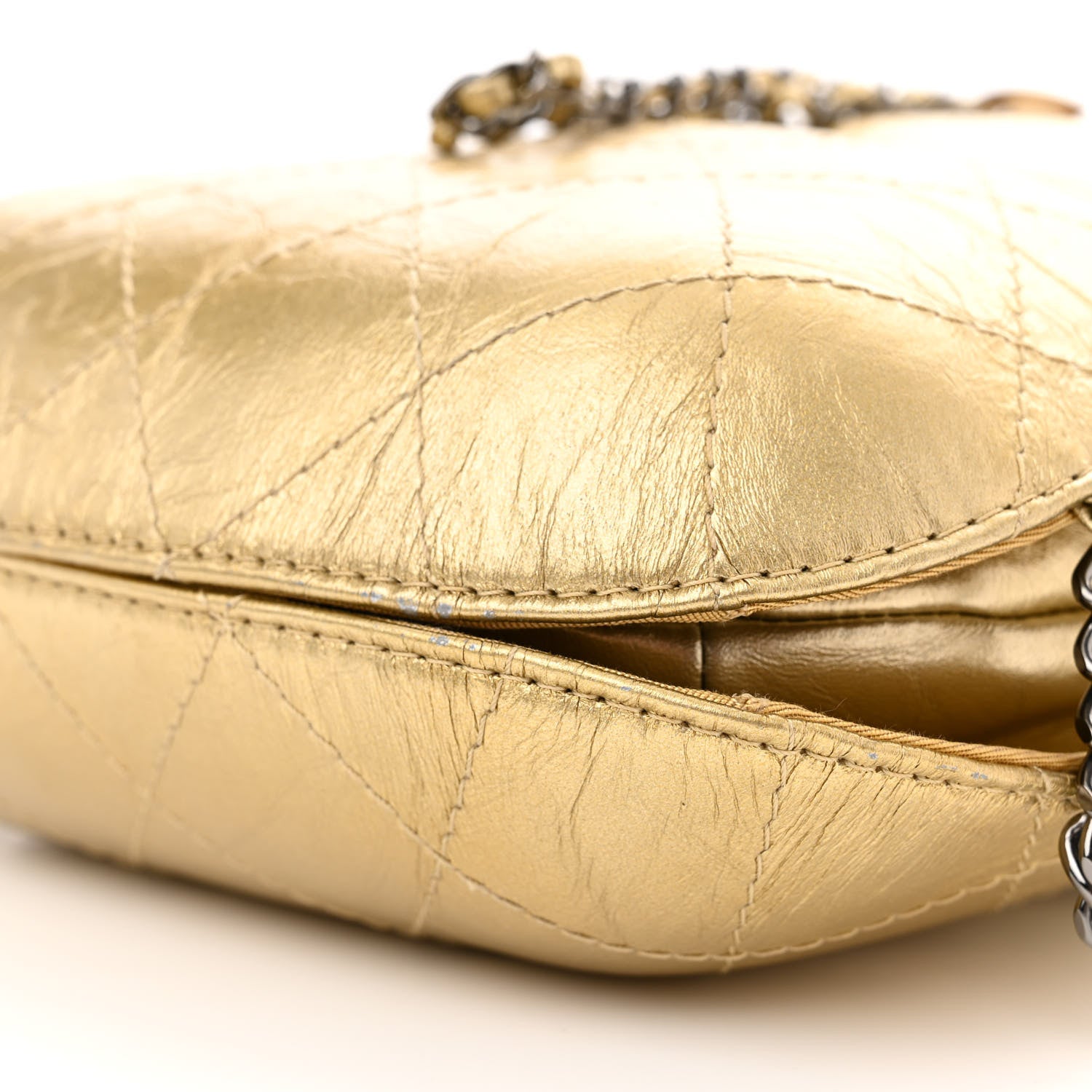 Chanel Metallic Aged Calfskin Quilted Small Gabrielle Bucket Gold 10 of 10