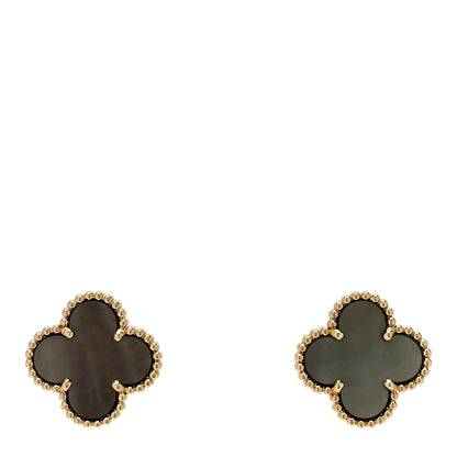 Van Cleef & Arpels VAN CLEEF & ARPELS 18K Yellow Gold Grey Mother of Pearl Vintage Alhambra Earrings 1 of 5