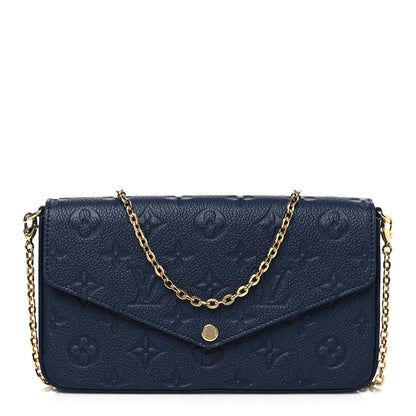 Louis Vuitton Empreinte Pochette Felicie Chain Wallet Navy 1 of 10