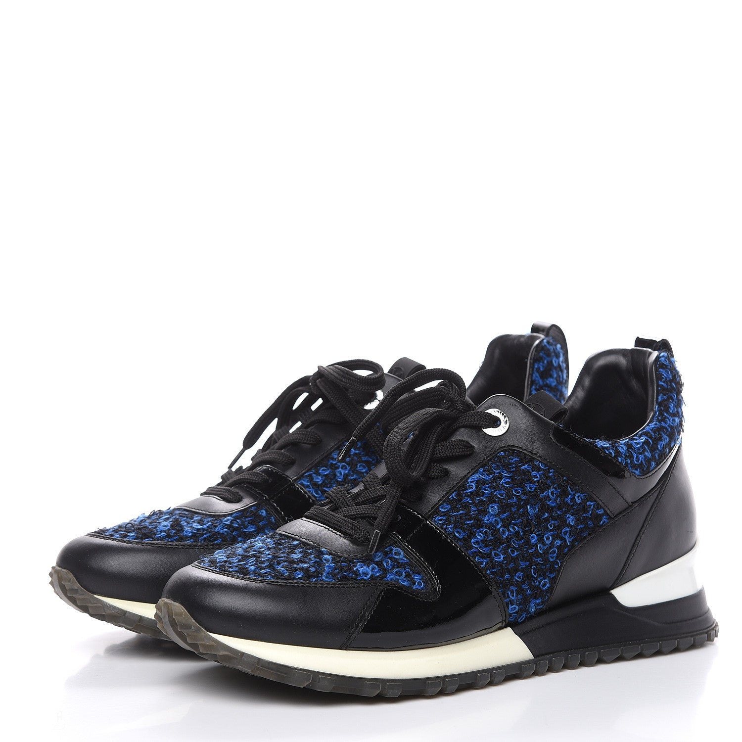 Louis Vuitton Calfskin Tweed Run Away Sneakers 37.5 Blue 3 of 10
