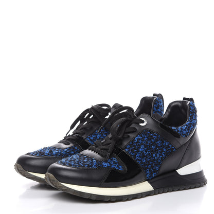Louis Vuitton Calfskin Tweed Run Away Sneakers 37.5 Blue 3 of 10