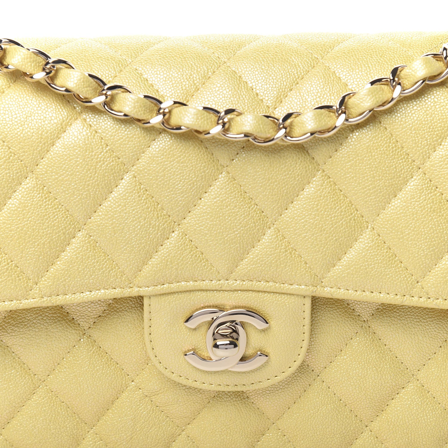 Chanel Iridescent Caviar Quilted Small Double Flap Yellow 7 of 10
