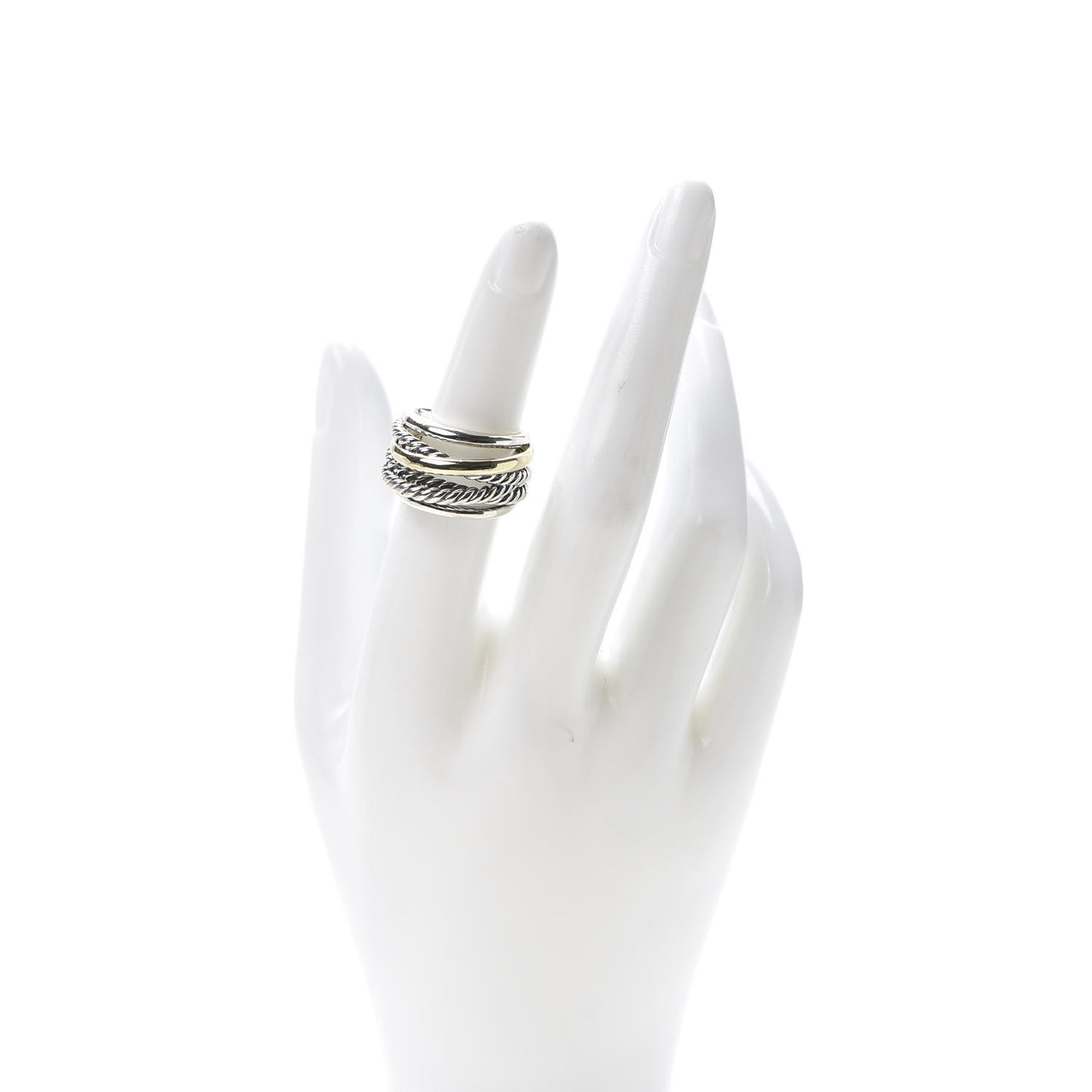 Sterling Silver 14K Yellow Gold Wide Crossover Ring 51 5.75