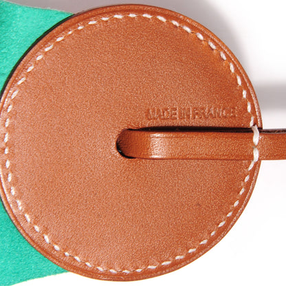 Hermes Hunter Cowhide Milo Lambskin Paddock Flot Bag Charm Celeste Cobalt Menthe 4 of 5