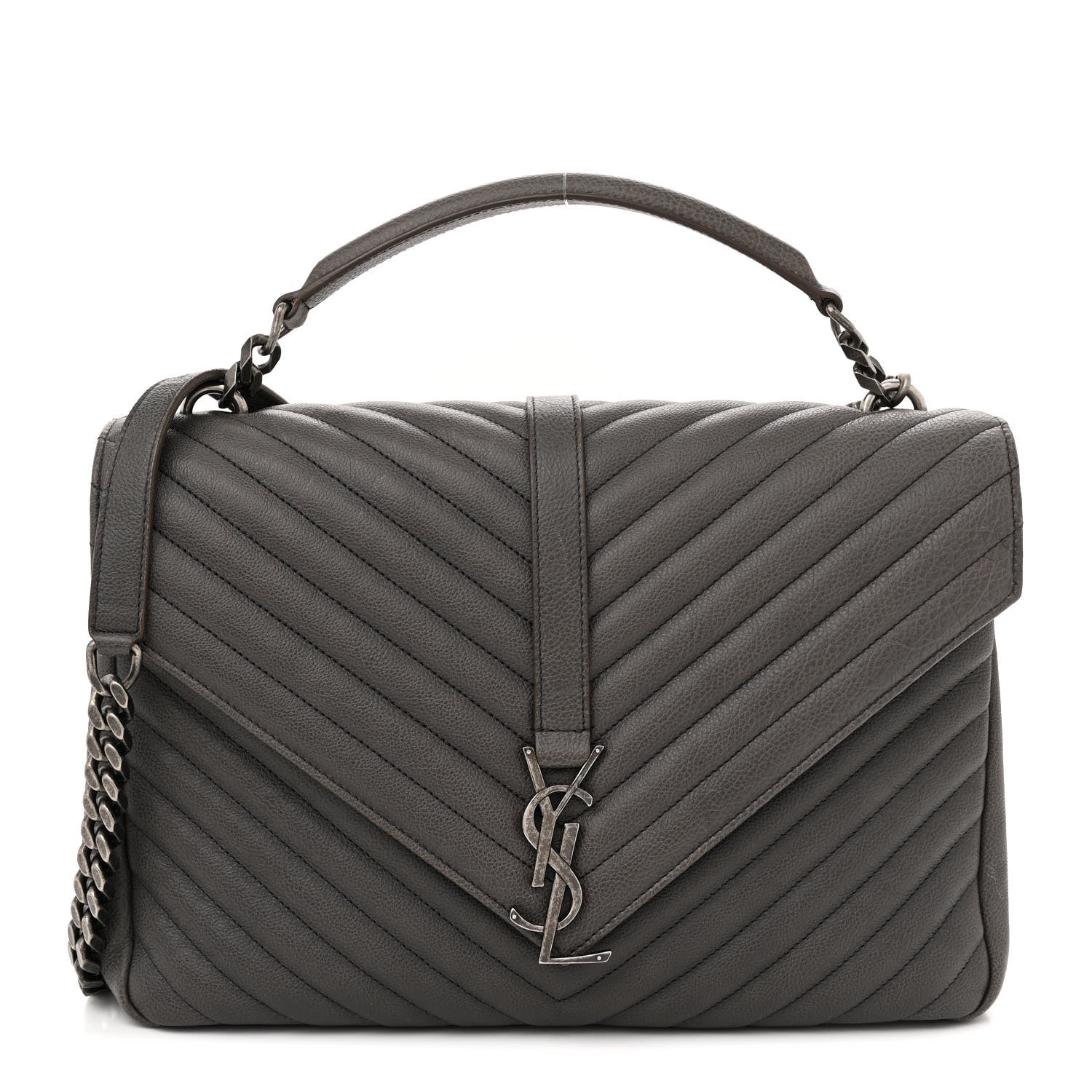 Saint Laurent Sheepskin Matelasse Large Monogram College Satchel Dark Anthracite 1 of 17