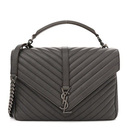 Saint Laurent Sheepskin Matelasse Large Monogram College Satchel Dark Anthracite 1 of 17
