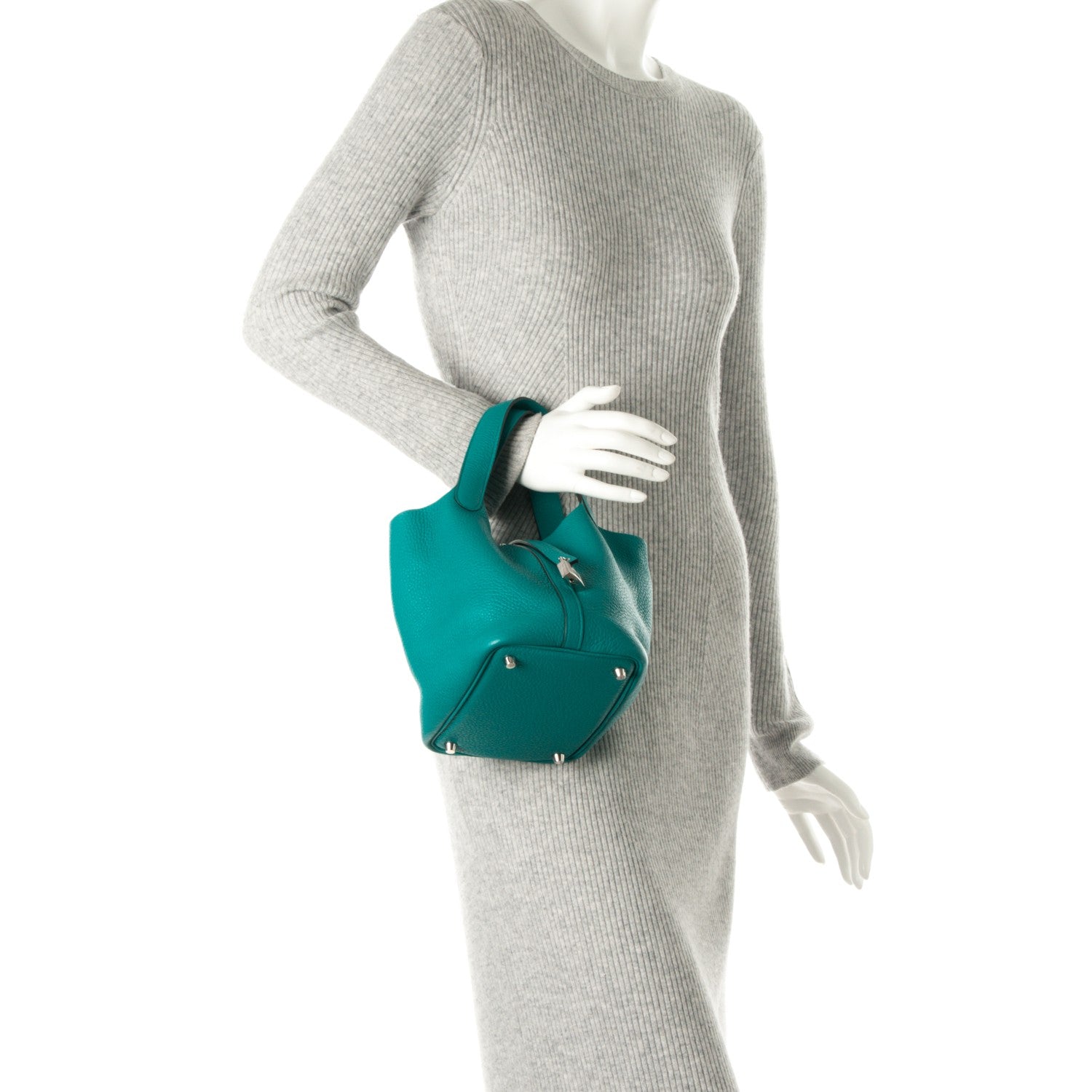 Hermes Taurillon Clemence Picotin Lock 18 PM Bleu Paon 2 of 7