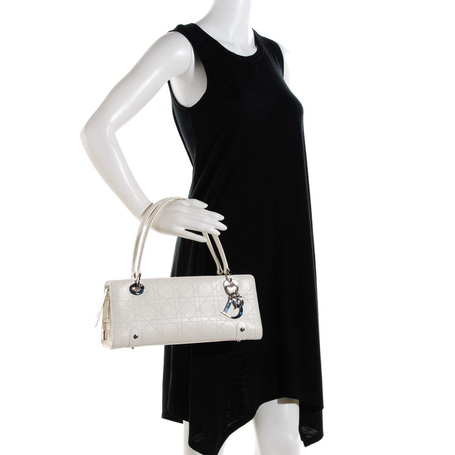 Calfskin Cannage Stitched East West Lady Dior White