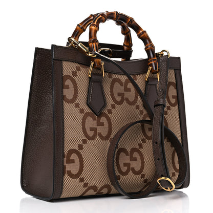 Gucci Monogram Jumbo GG Textured Dollar Calfskin Small Diana Tote Bag Camel Ebony New Acero 3 of 12
