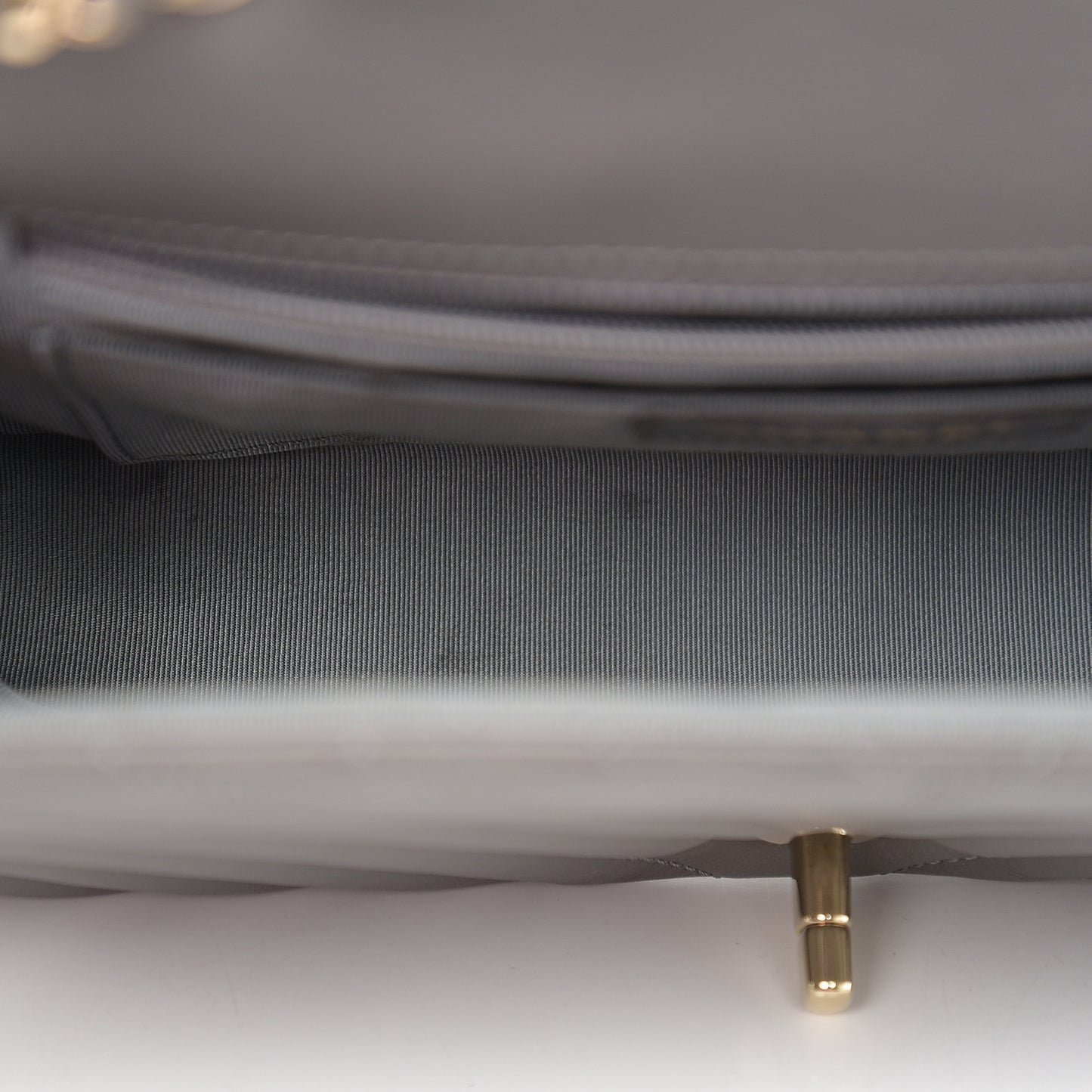 Calfskin Chevron Quilted Small Statement Flap Grey