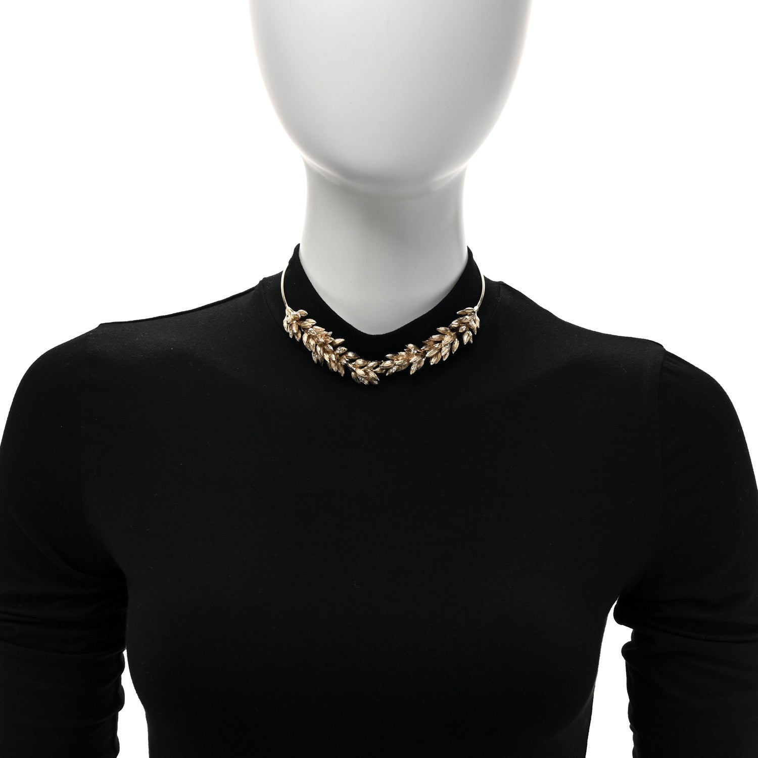 Chanel Crystal CC Sheath of Wheat Choker Necklace Gold 2 of 6