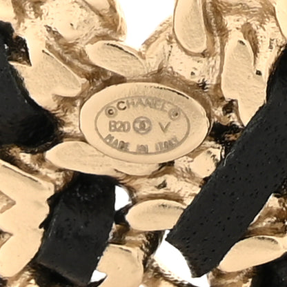 Chanel Lambskin Crystal Vintage Allure CC Chain Brooch Black Gold 3 of 4
