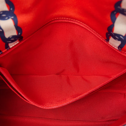 Chanel Silk Chain Printed Medium Single Flap Red 6 of 14