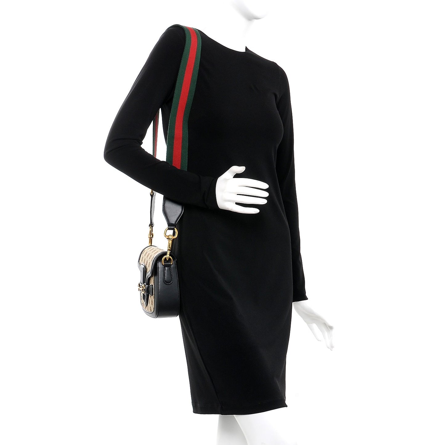 Monogram Small Lady Web Shoulder Bag Beige Black