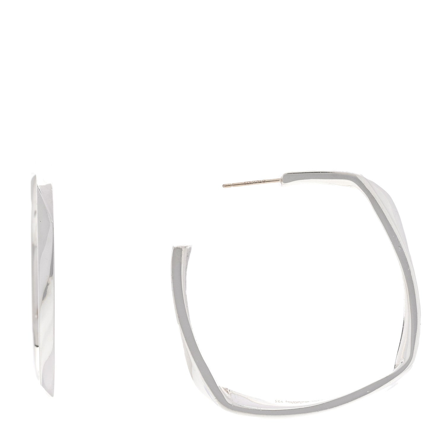 Tiffany Sterling Silver Frank Gehry Torque Square Hoop Earrings 1 of 4