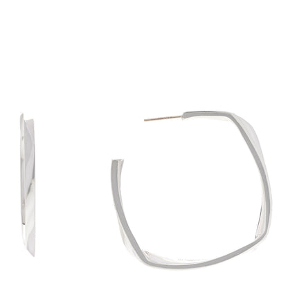 Tiffany Sterling Silver Frank Gehry Torque Square Hoop Earrings 1 of 4