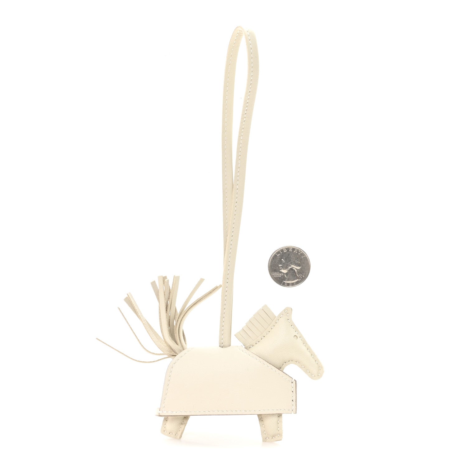 Hermes Milo Lambskin Studded Grigri Rodeo Robeo Rock Horse Bag Charm PM Craie 2 of 4
