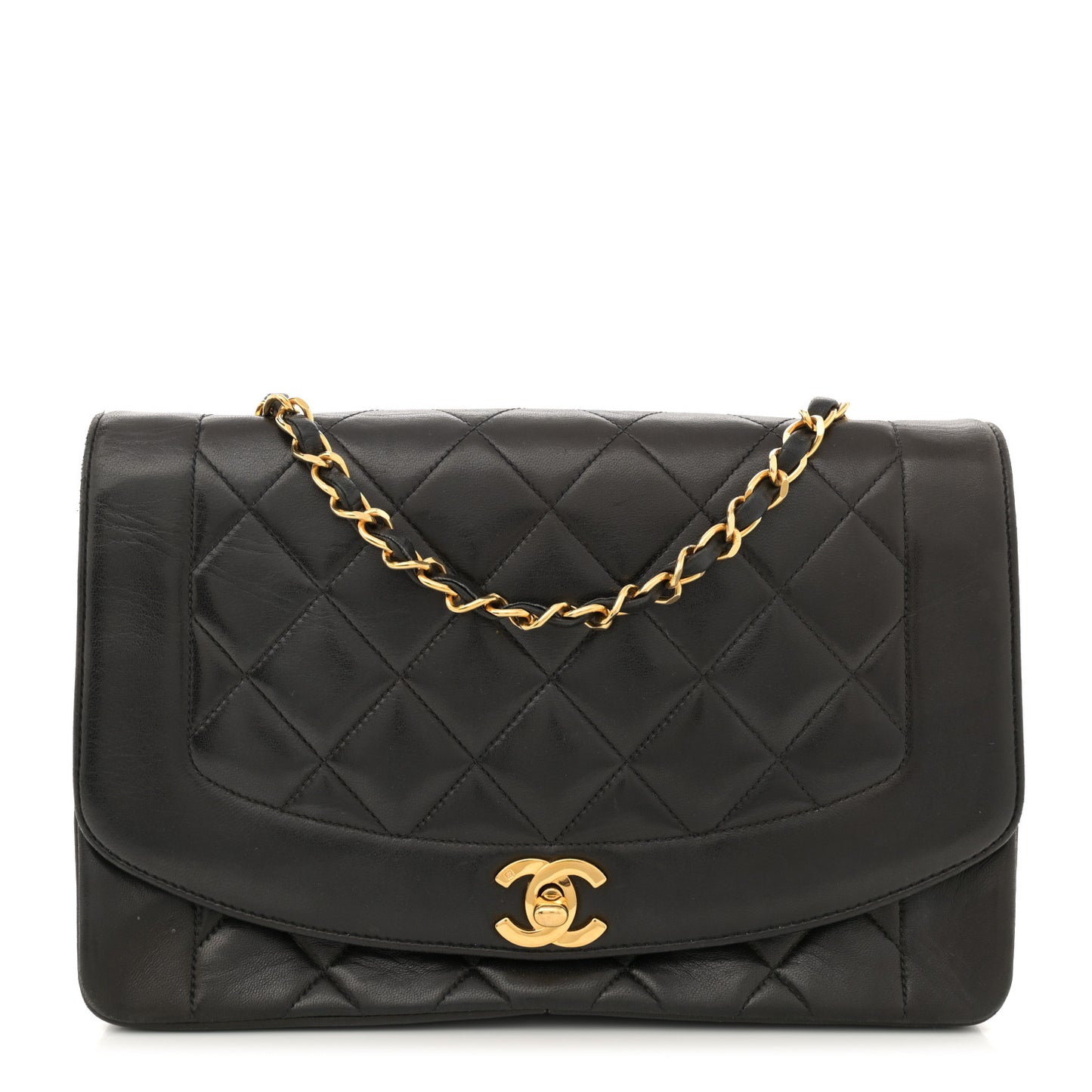 Lambskin Quilted Medium Single Flap Black