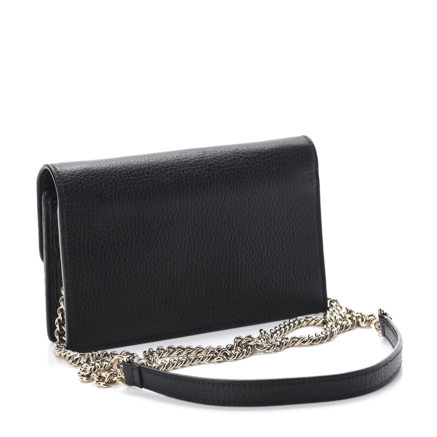 Dollar Calfskin Interlocking G Chain Wallet Black