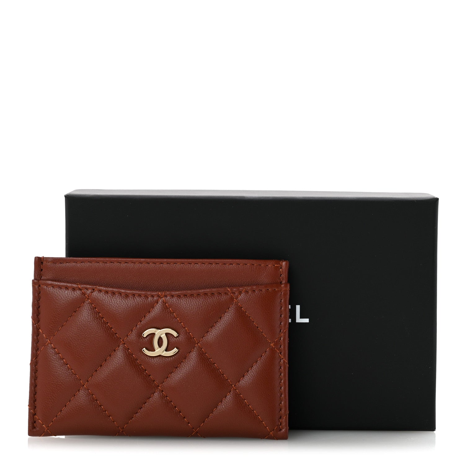 Chanel Lambskin Quilted Card Holder Brown 9 of 9