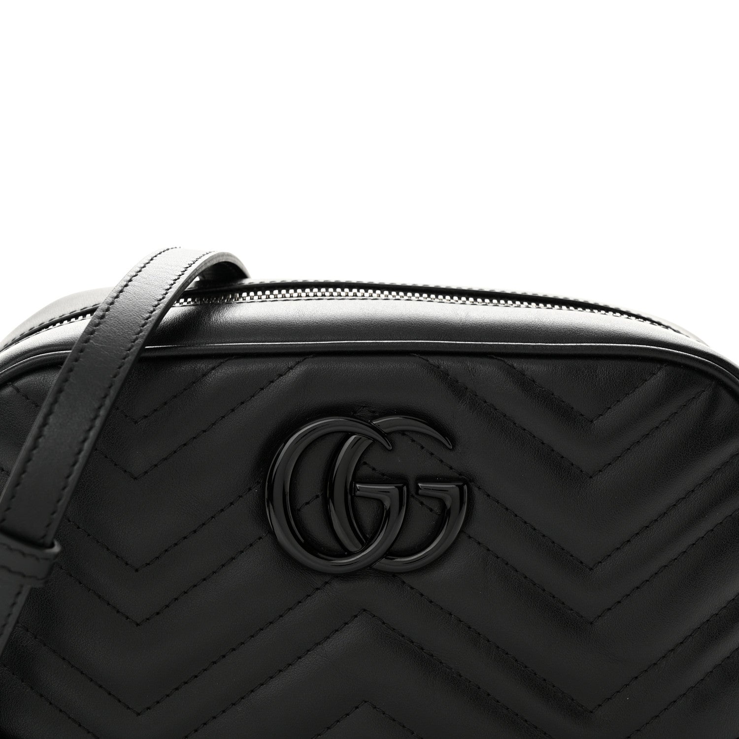 Gucci Calfskin Matelasse Monochrome Small GG Marmont Chain Shoulder Bag Black 8 of 11