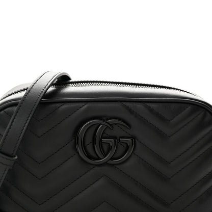 Gucci Calfskin Matelasse Monochrome Small GG Marmont Chain Shoulder Bag Black 8 of 11