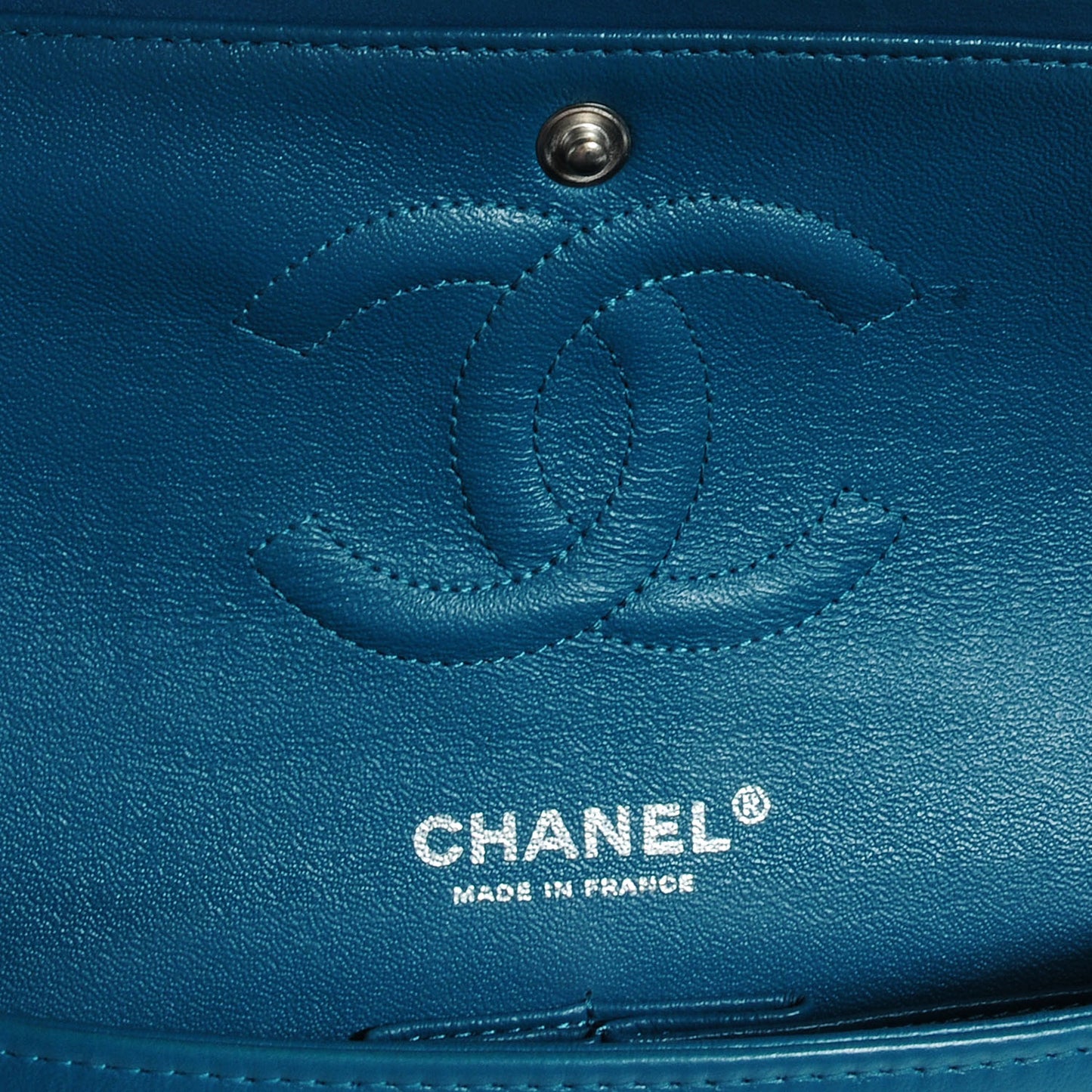 Lambskin Quilted Medium Double Flap Turquoise