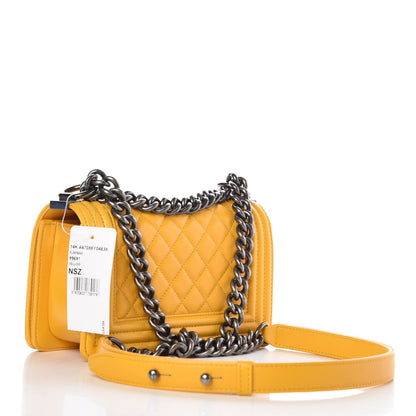 Chanel Lambskin Quilted Small Boy Flap Yellow 3 of 7