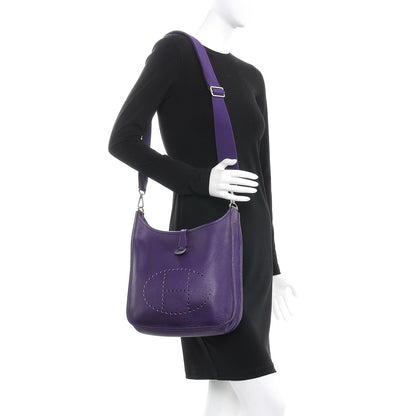 Hermes Taurillon Clemence Evelyne III PM Iris 2 of 8