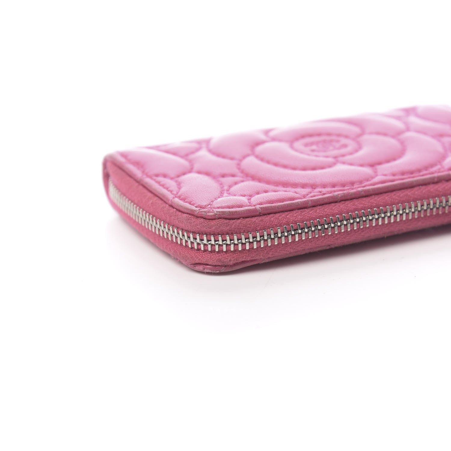 Chanel Lambskin Camellia Embossed Key Holder Case Fuchsia 10 of 11