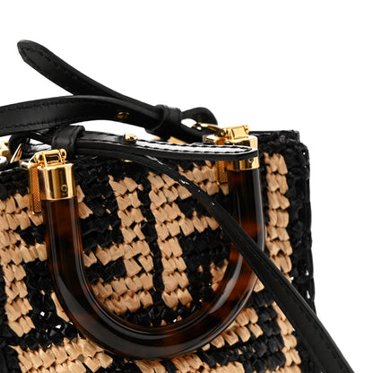 Fendi Raffia Plexiglass Crochet Mini Sunshine Shopper Tote Black 13 of 13
