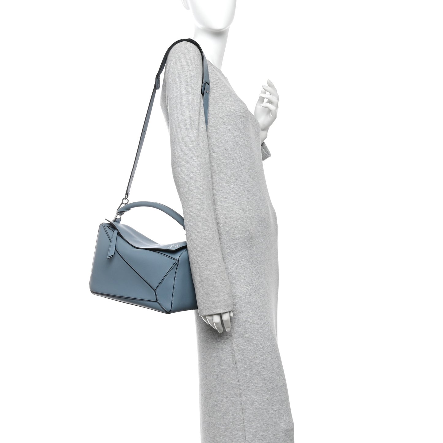 Calfskin Medium Puzzle Bag Stone Blue