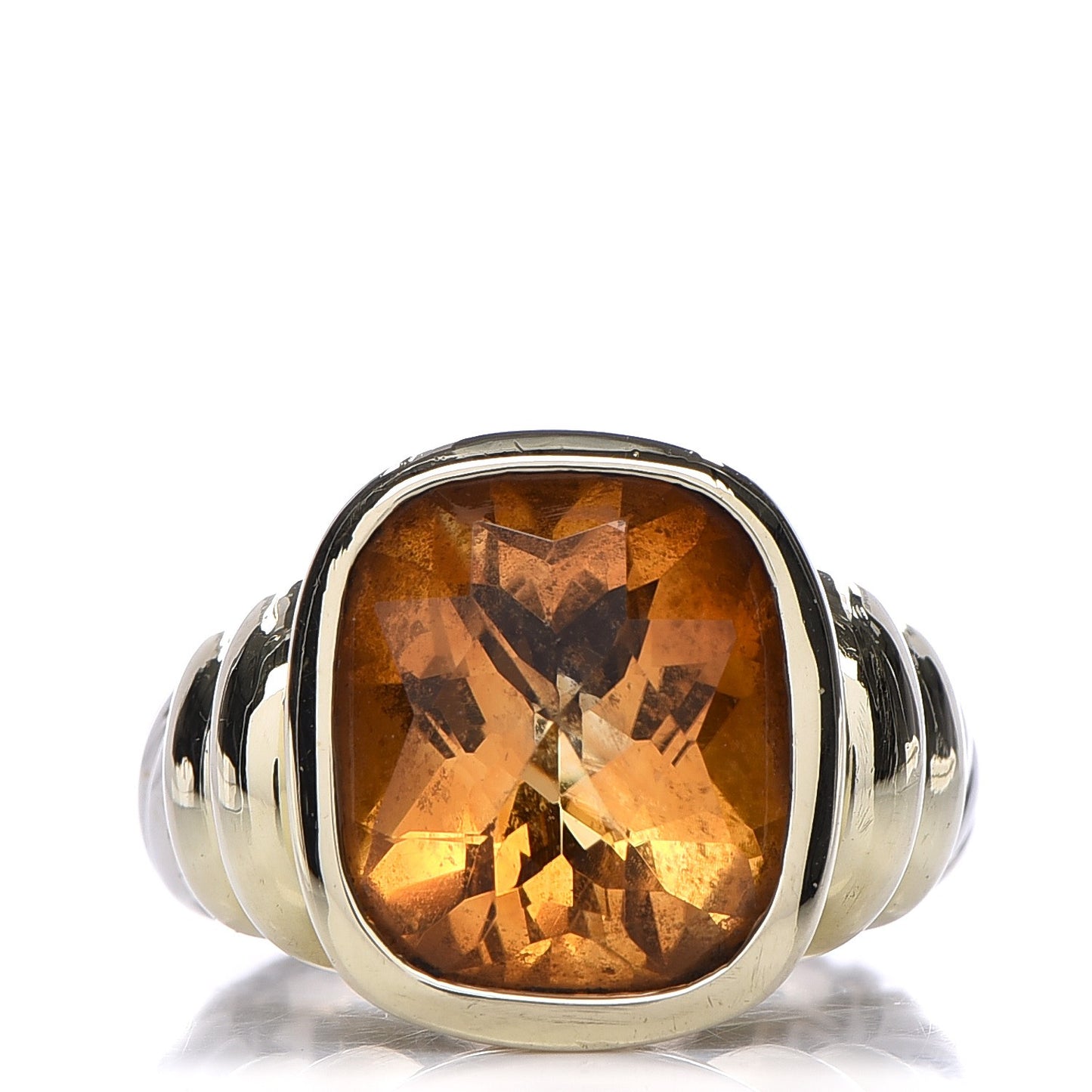 Sterling Silver 14K Yellow Gold Citrine 14mm Noblesse Ring 54 7