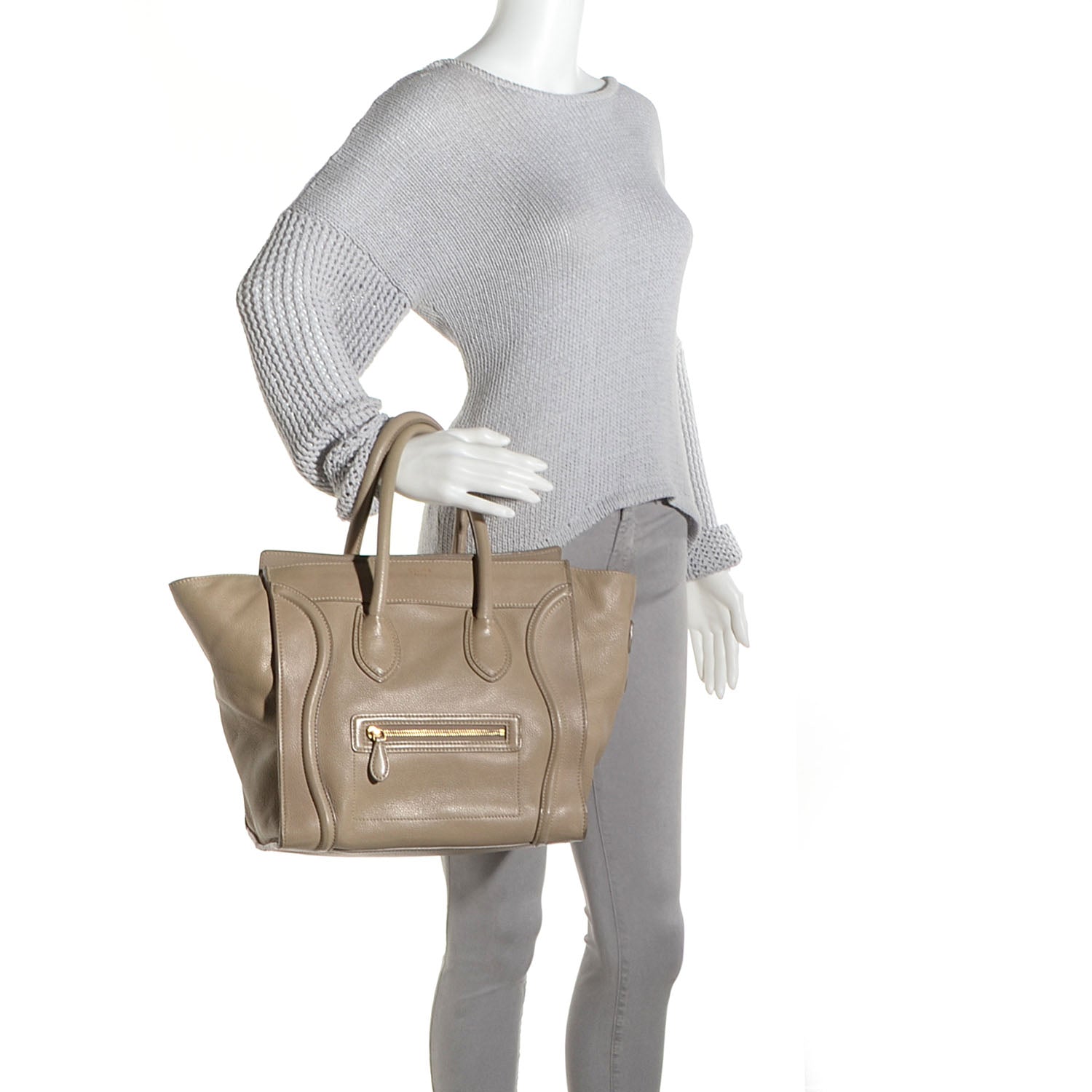 Celine Pebbled Calfskin Mini Luggage Taupe 2 of 10