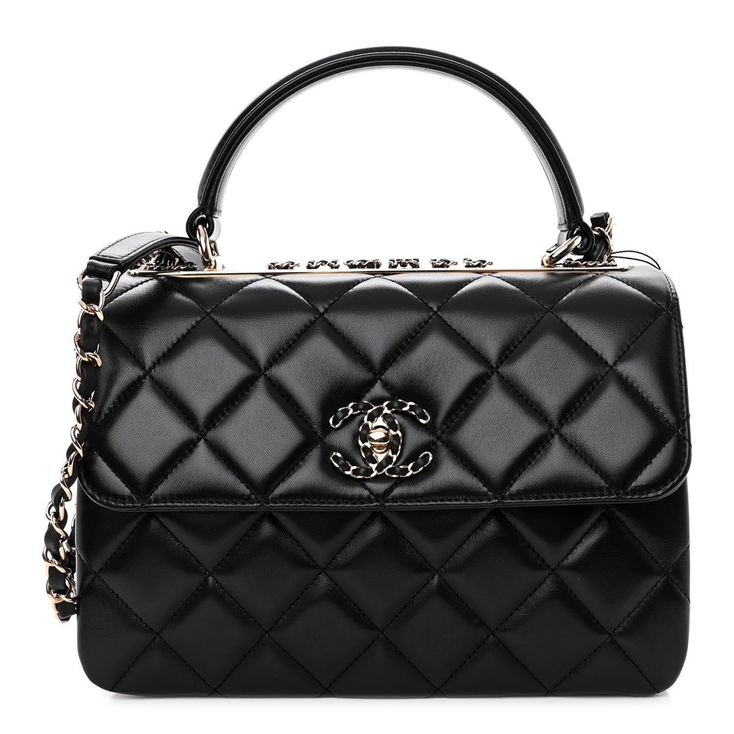 Chanel Lambskin Quilted Small Trendy CC Chain Dual Handle Flap Bag Black 1 of 11