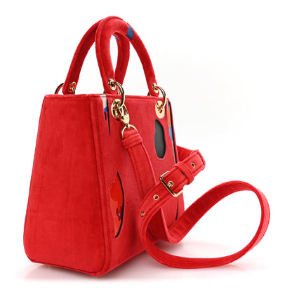Christian Dior X SHARA HUGHES Velvet Calfskin Printed Medium Lady Dior Art Red Multicolor 3 of 10